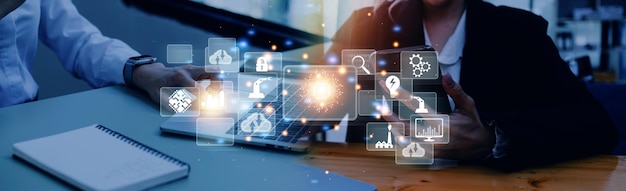 Digital transformation technology strategy digitization and digitalization of business processes and data optimize and automate operations customer service management internet and cloud computing