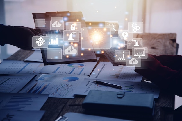 Digital transformation technology strategy digitization and digitalization of business processes and data optimize and automate operations customer service management internet and cloud computing