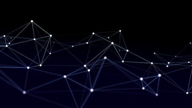 Distribution of lines and points in space Digital background of data network connection 3D rendering