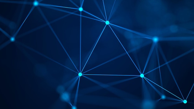 Distribution of lines and points in space Digital background of data network connection 3D rendering