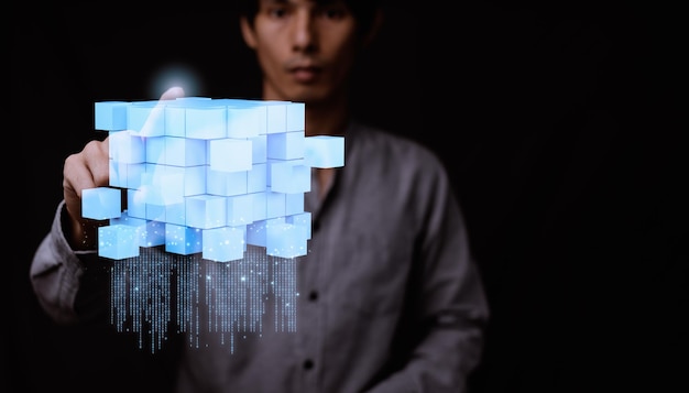 Doanh nhân khám phá công nghệ metaverse với kết nối mạng blockchain