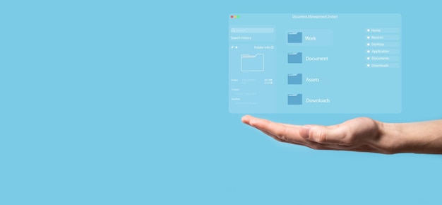 document management concept virtual screen icons document management system dms online document database software for efficient archiving searching and management of company files and data