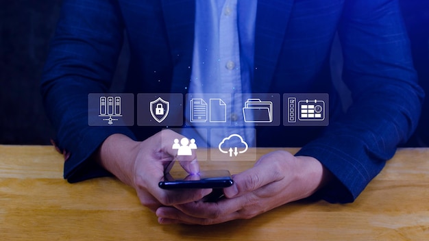 Document Management System DMS for document management concept online document database digital file storage systems software Record keeping database technology File access Sharing documents