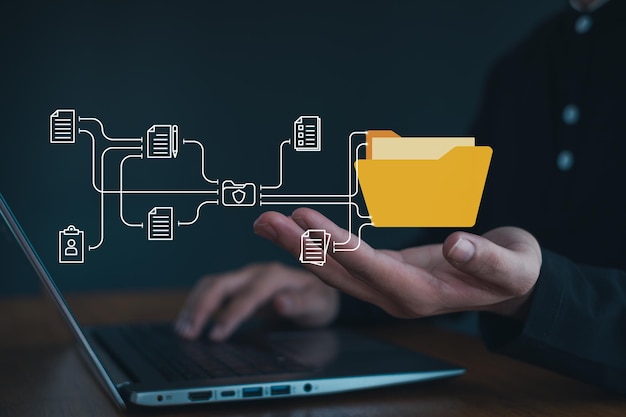 Document Management System DMS online documentation database and documentation in enterprise knowledge Corporate business technology and process automation to efficiently manage files
