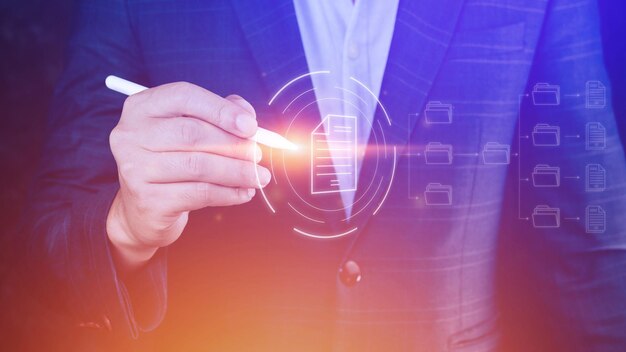 Document Management System DMS Online documentation database and process automation to efficiently manage files knowledge and documentation enterprise with ERP Corporate business technology