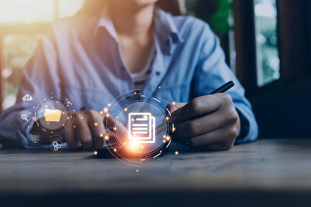 Document Management System DMS online documentation database and process automation to efficiently manage files knowledge and documentation in enterprise with ERP Corporate business technology