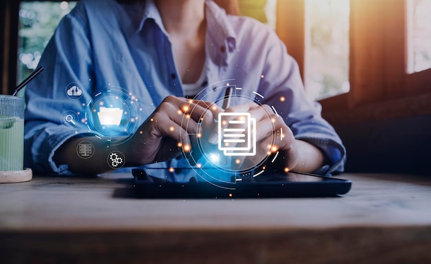 Document Management System DMS online documentation database and process automation to efficiently manage files knowledge and documentation in enterprise with ERP Corporate business technology