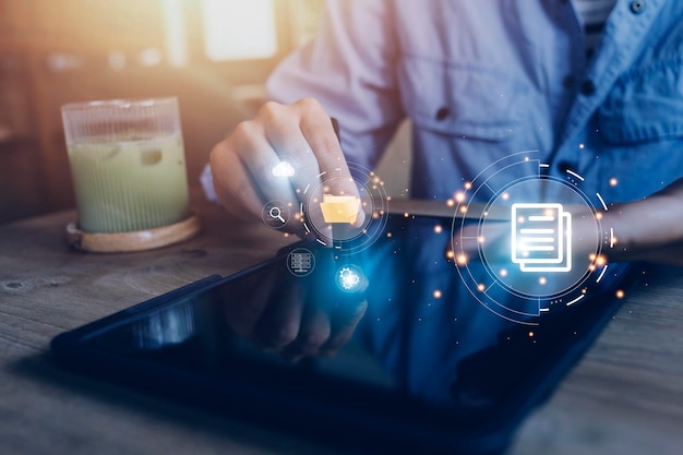 Document Management System DMS online documentation database and process automation to efficiently manage files knowledge and documentation in enterprise with ERP Corporate business technology