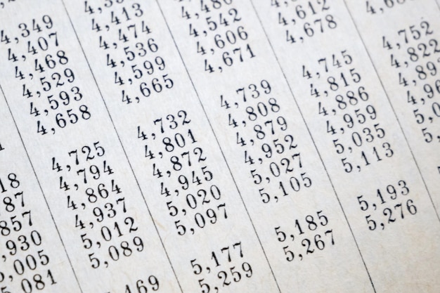 document with many numbers data encrypt Cipher encryption code or data