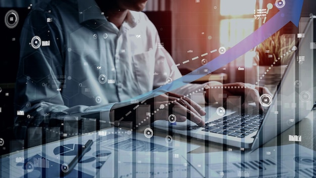 Double Exposure Image of Business Profit Growth conceptual