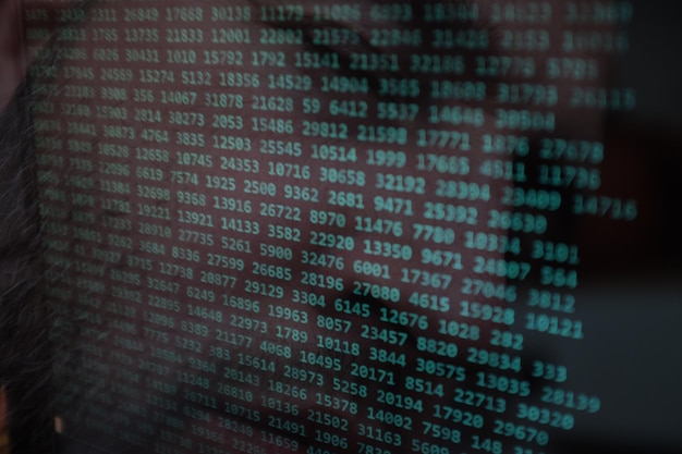 double exposure of man with binary codes