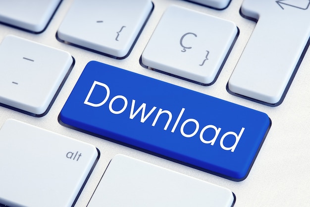 download word on blue computer keyboard key