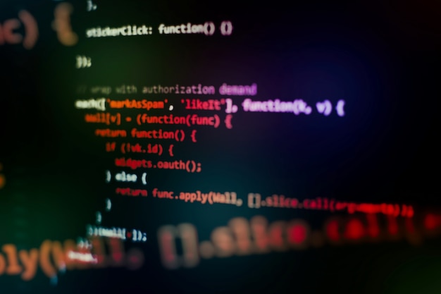 Dữ liệu máy tính đang chạy / Lập trình WWW. Đoạn mã code trên màn hình. Ảnh cận cảnh máy tính xách tay.