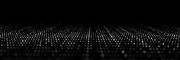 dynamic flow of digital particles perspective grid with dots network connection structure big data visualization 3d rendering