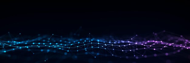 Dynamic wave with connected dots and lines Digital wave background concept Abstract technology background Big data visualization 3D rendering