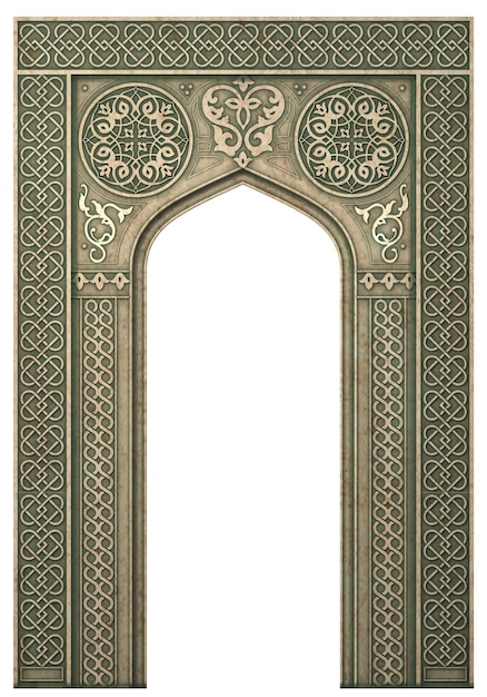 Eastern ancient Arab arch entrance to the building