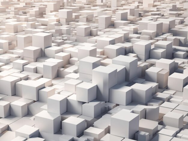 Eccentric Array Offset White Rounded Cube Boxes Block