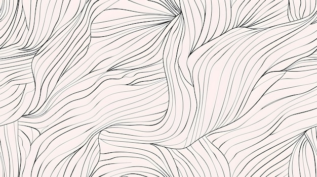 Elegant Monochrome Wave Pattern with Intricate Flowing Lines and Minimalist Style