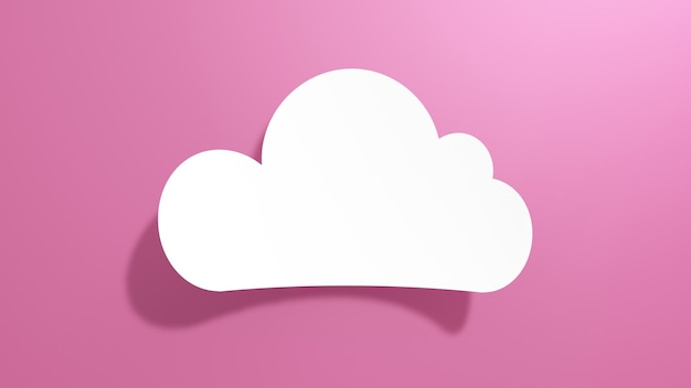 Empty Cloud Speech Bubble Minimalist Abstract Design With White Cut Out Paper on Pink Background 3