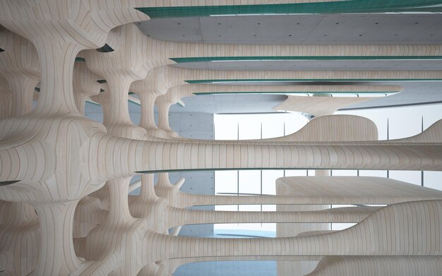 empty dark abstract concrete and wood smooth interior architectural background 3d