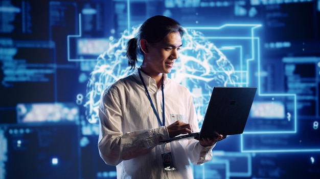 Engineer doing AI human brain simulation