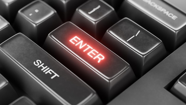 Enter keys message sending concept data entry Program launch User interaction with the program Program launch concept blog posting 3D render