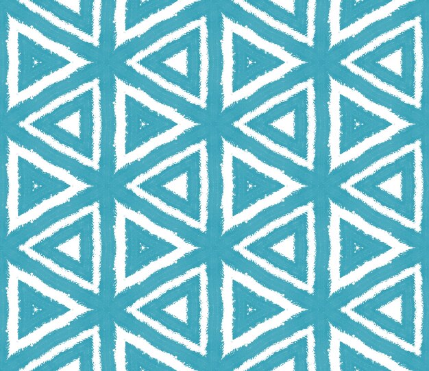 Ethnic hand painted pattern. Turquoise symmetrical kaleidoscope background. Summer dress ethnic hand painted tile. Textile ready pretty print, swimwear fabric, wallpaper, wrapping.