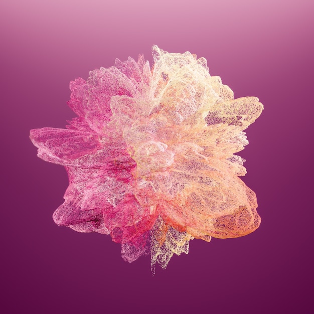 Explosion violet dust. Freeze motion of color powder exploding. Illustration