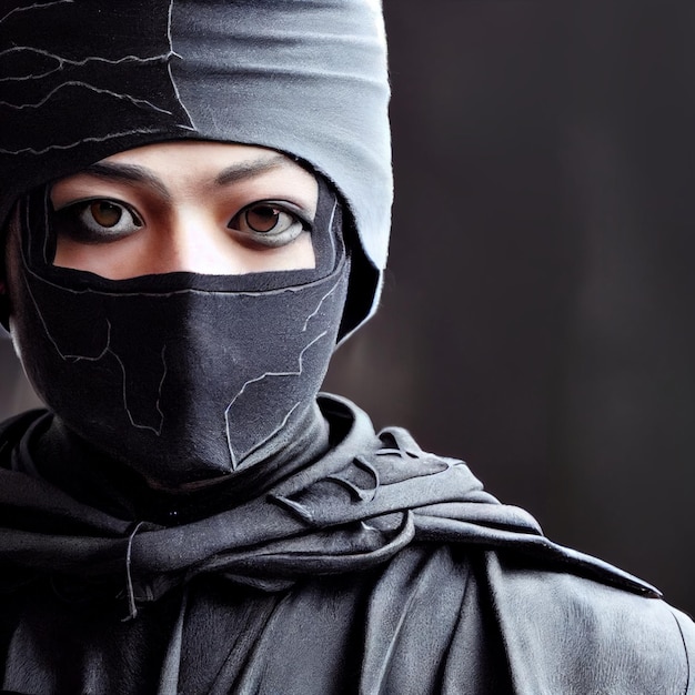 female ninja woman japanese warrior portrait illustration