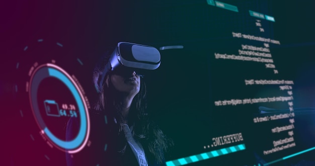 female programmer using innovation and virtual reality technology
