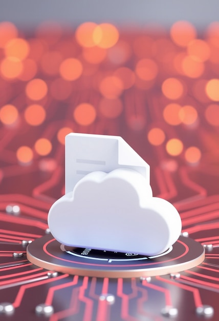 File folders document with Cloud computing technology symbol Online data storage for business network concept 3d rendering