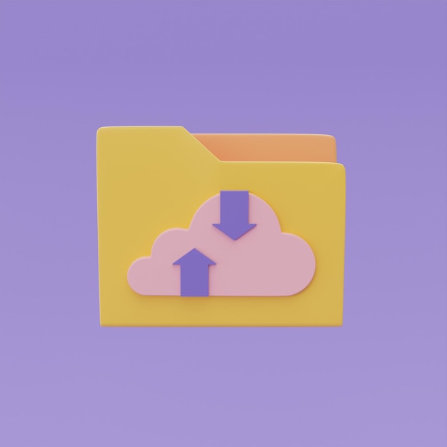 File folders document with Cloud computing technology symbol Online data storage for business network concept 3d rendering