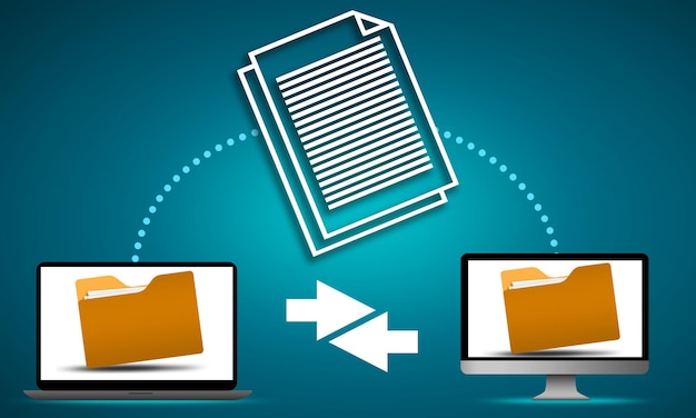 file sharing concept with data transfer between computers