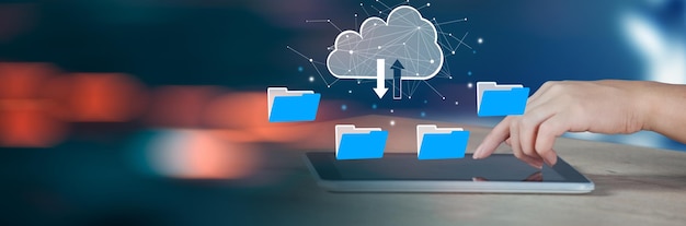 file transfer protocol or ftp digital system for transferring documents files receiver and computer backup copy cloud computing system concept