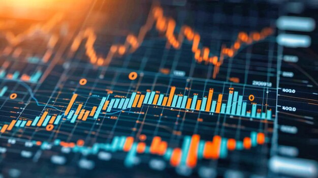 Financial Growth and Marketing Analysis in Business Stock Investment and Digital Currency Trade Concept