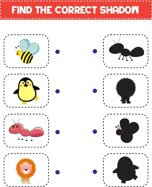 find the correct shadow theme worksheet for kids