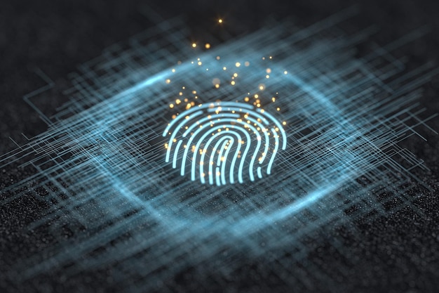 fingerprint identification concept technological background 3d rendering