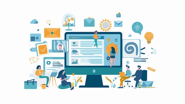 flat design modern vector illustration concepts for business analysis consulting team work project