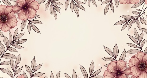 floral background with pink flowers on a beige background