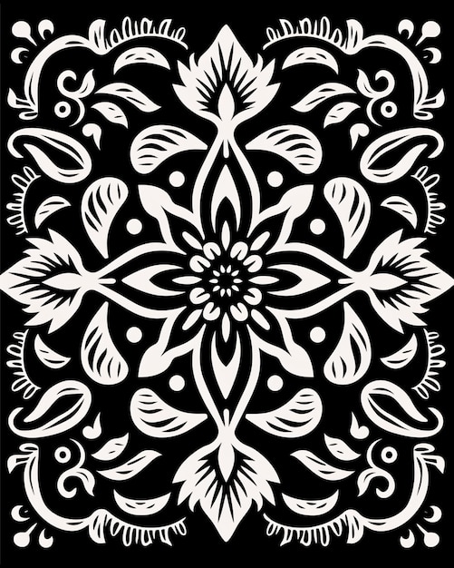 Floral Design of a Geometric Square