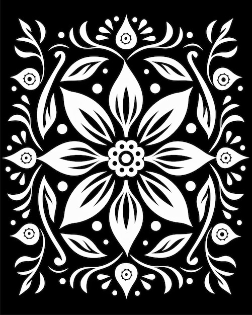 Flower Pattern in Black and White