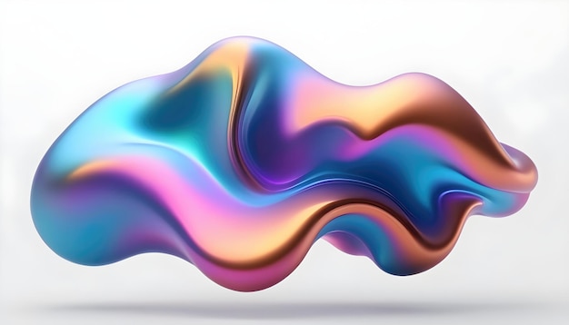Fluid smooth abstract metallic holographic colored shape background