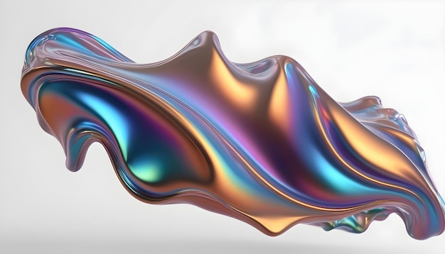 Fluid smooth abstract metallic holographic colored shape background