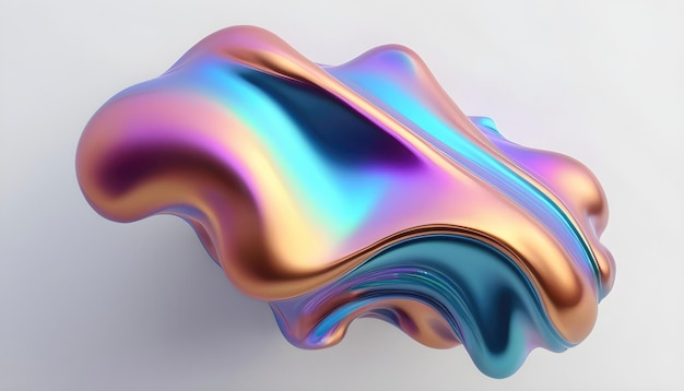 Fluid smooth abstract metallic holographic colored shape background