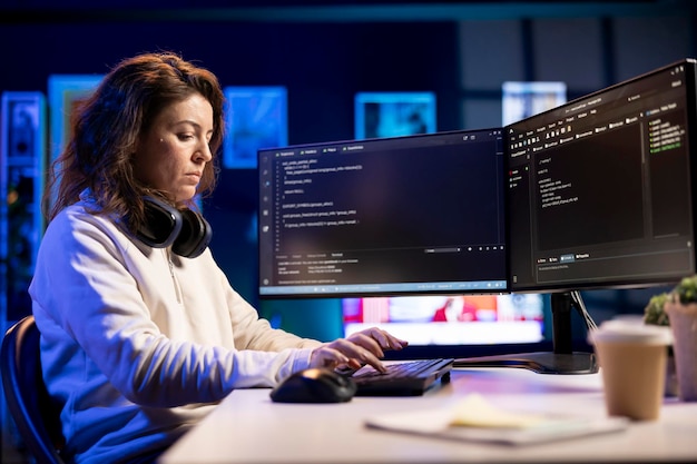 Freelancing professional working from home developing software
