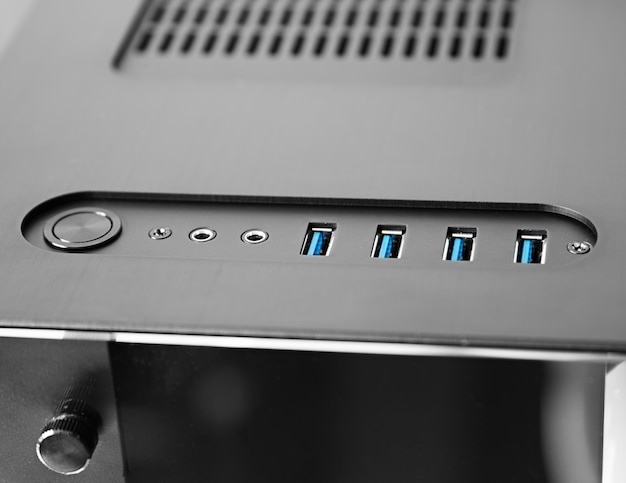 Front connections of computer case background
