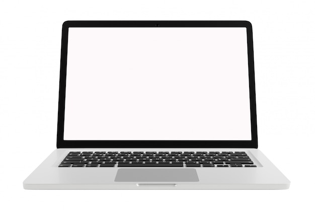 Front View Modern computer laptop Empty screen isolated on white