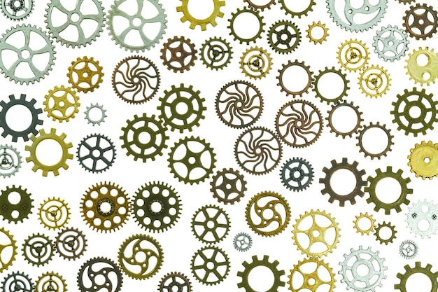 Full frame shot of gears over white background