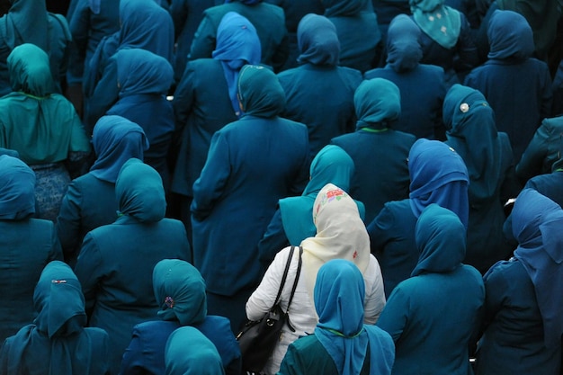 full frame shot of women wearing hijabs