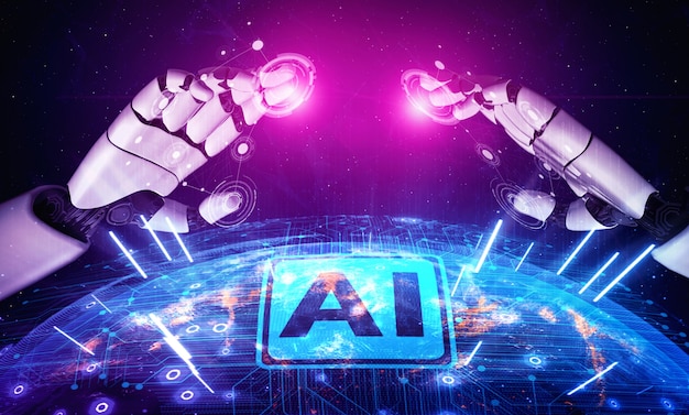 Future artificial intelligence robot and cyborg.